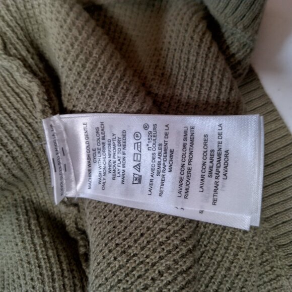 Lauren Ralph Lauren Shirt Women Medium High Neck Army Green Waffle Knit Top - Picture 8 of 13